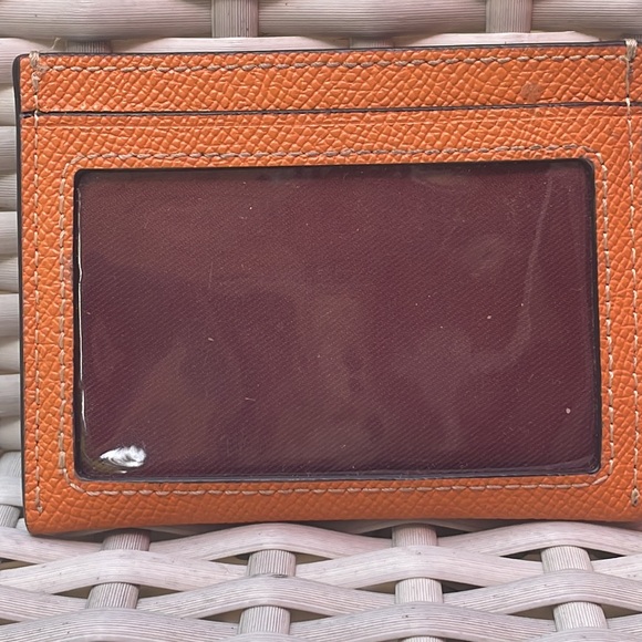 COACH Slim Id Card Case- Silver/Bright Mandarin - Picture 3 of 9